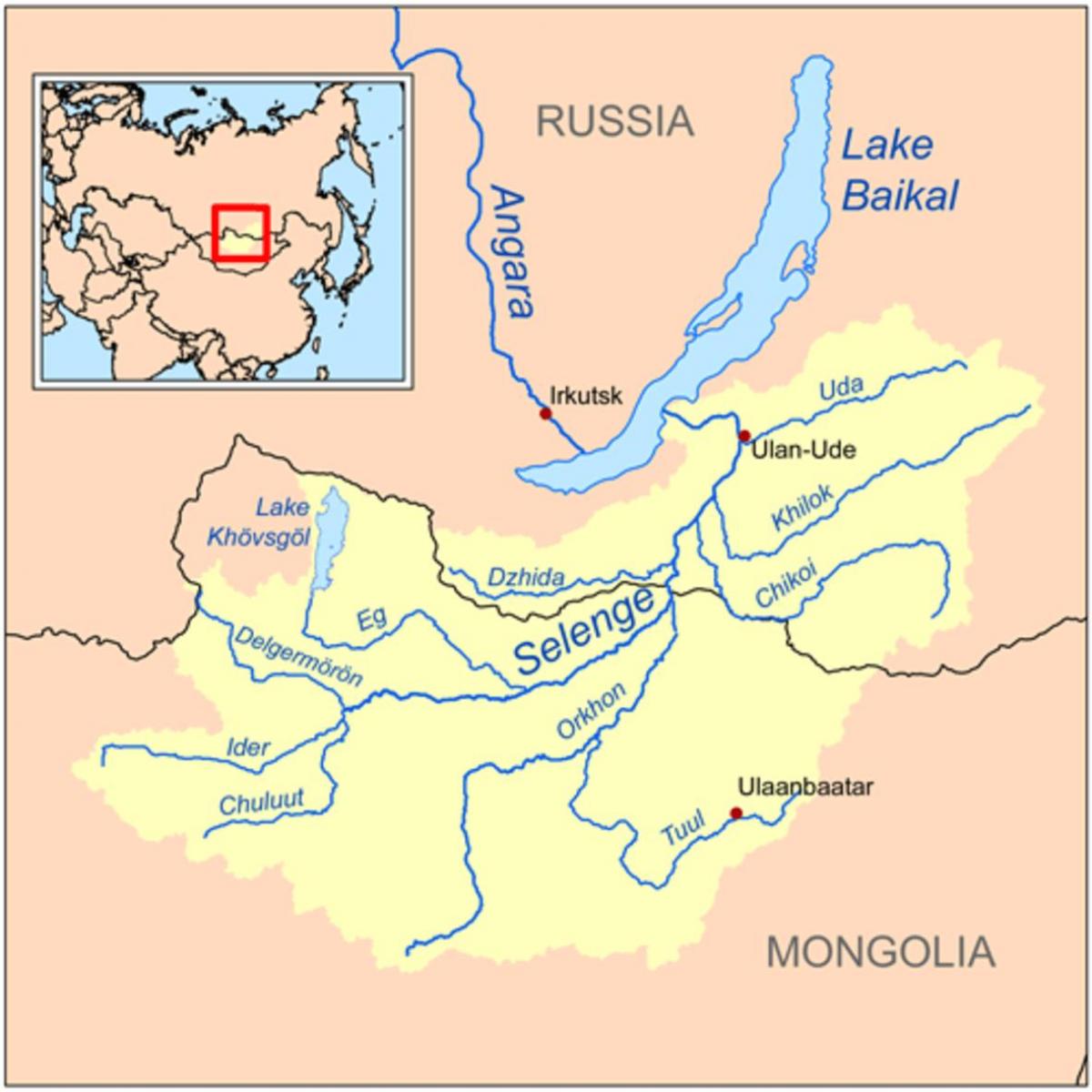 מפה של מונגוליה הנהר.
